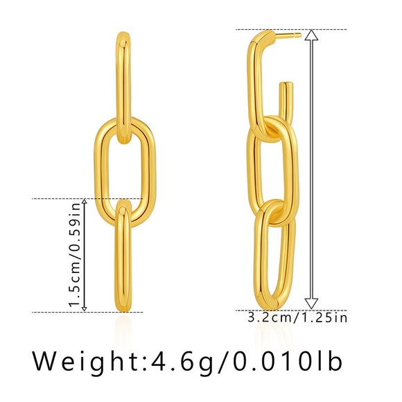 Gold link chains earrings - Picture 2 of 7